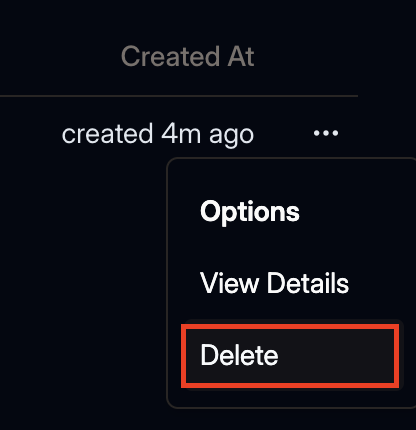 Delete the access token by selection the delete action in the menu.